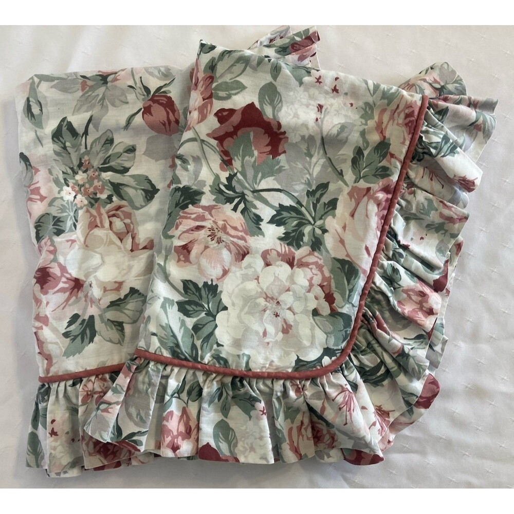 Vintage Croscill Standard Arbor Rose Floral Ruffled Pillow Shams Set of 2